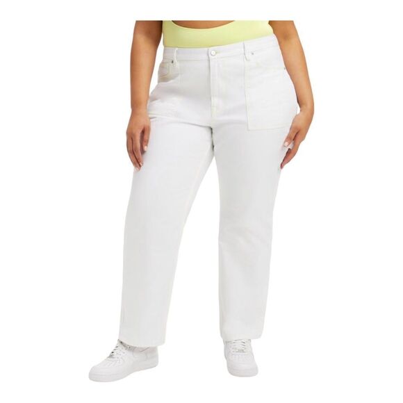 Good American Good 90’s White High Waist Carpenter Jeans Sixe 18 - Picture 1 of 14
